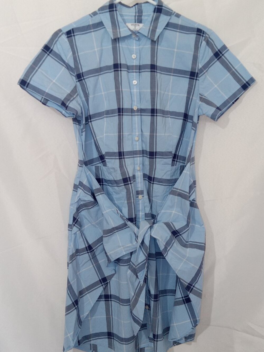 UNTUCKit Women's Plaid Cotton Short Sleeve Caroline Shirt Dress Blue Size 6 - Picture 4 of 15